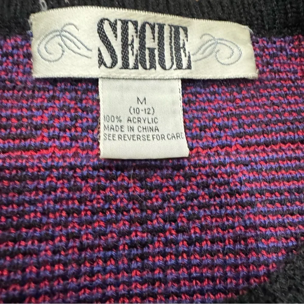 Segue Vintage Preppy Plaid Gold Button Crewneck Cardigan Sweater